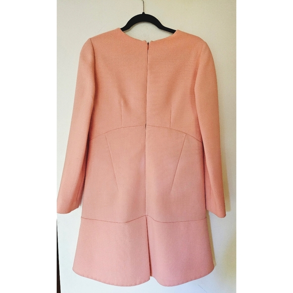 MARNI Wool Crepe Mini Dress 6 Peach Pink Long Sleeve Ruffle Italy - Picture 10 of 15